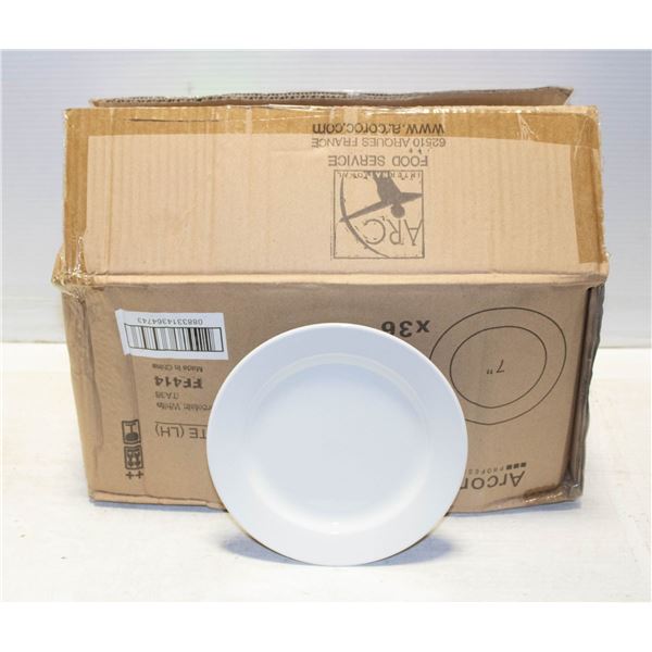 UNCLAIMED CASE WITH 36 ARCOROC 7" DINNER PLATES