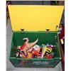 Image 1 : WOODEN BOX WITH ASSORTED TOYS