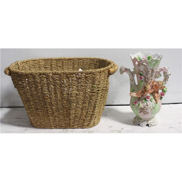 VINTAGE CAPODIMONTE ITALIAN WATERING CAN -