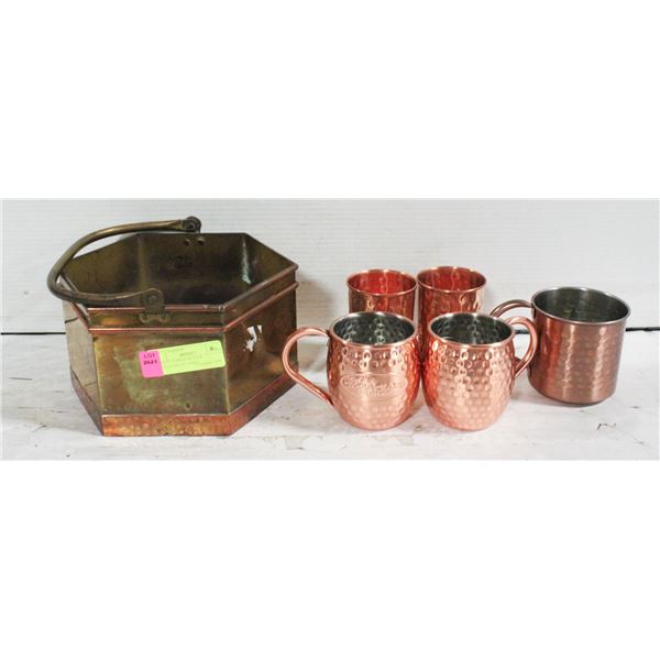 ESTATE COPPER MUGS & COPPER/BRASS LARGE