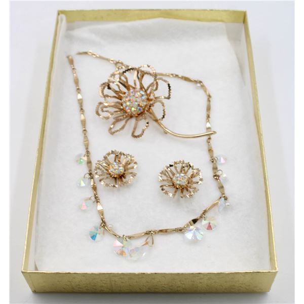 SARAH COVENTRY "ALLUSION SET" AB BROOCH&EARRINGS