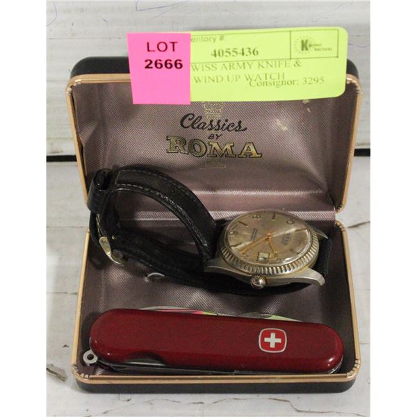 ESTATE SWISS ARMY KNIFE & VINTAGE WIND UP WATCH