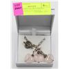 Image 1 : ROSE QUARTZ HEART TOGGLE SILVER NECKLACE-ESTATE