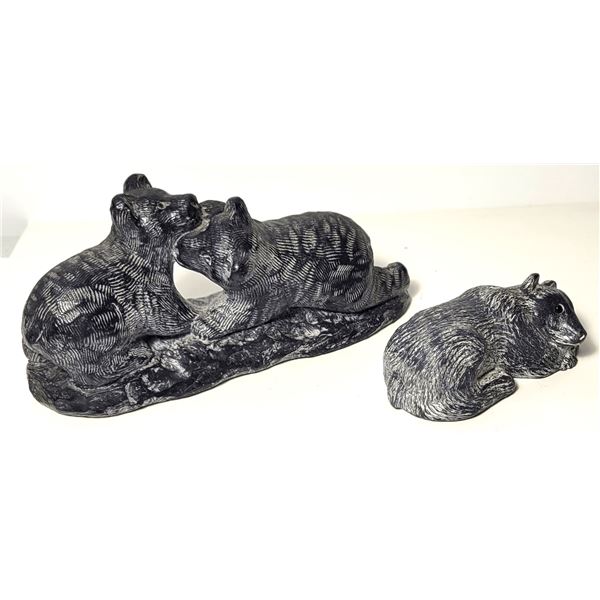 4) 2 WOLF ORIGINALS SCULPTURES:  2 BEARS PLAYING
