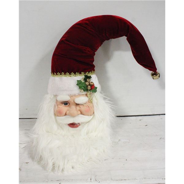 LARGE HANGABLE VELVET SANTA HEAD