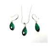 Image 1 : 20)  SET OF EMERALD GREEN CHECKERBOARD CUT PEAR