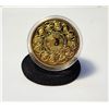 Image 1 : 16)  ENCAPSULATED GOLD TONE CHINESE CALENDAR TOKEN