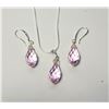 Image 1 : 18)  SET OF PALE PINK CHECKERBOARD CUT PEAR SHAPED