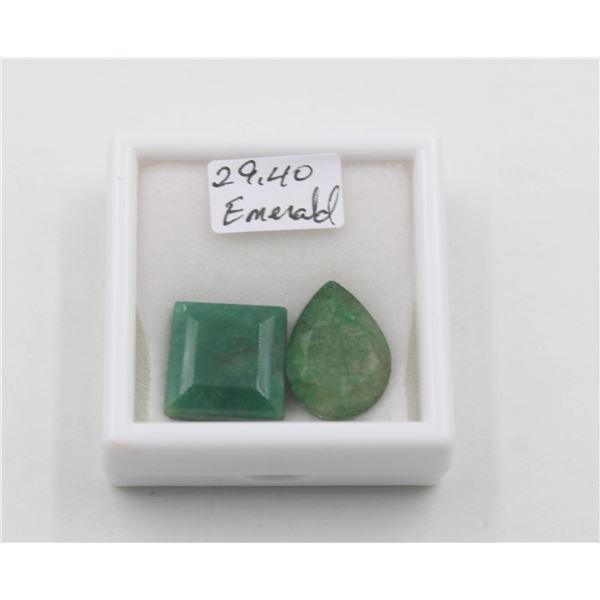 29.10 KARAT CUT & PEAR-SHAPED EMERALDS