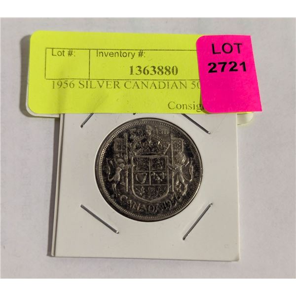 1956 SILVER CANADIAN 50 CENT PCS