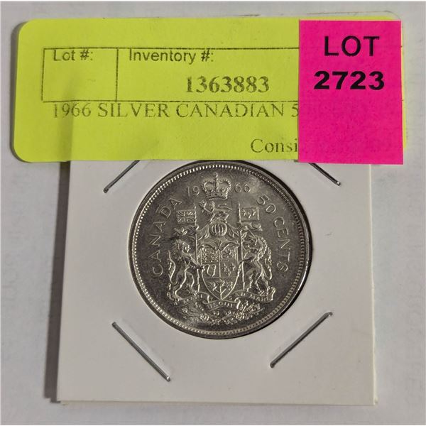 1966 SILVER CANADIAN 50 CENT PCS