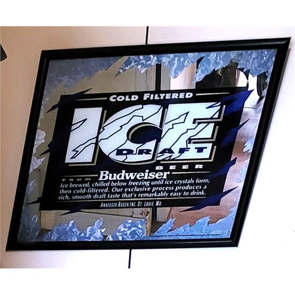 3) FRAMED 26" X 22" BUDWEISER FRAMED, MIRROR.