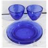 Image 1 : 4 PIECE COBALT BLUE DEPRESSION GLASSWARE