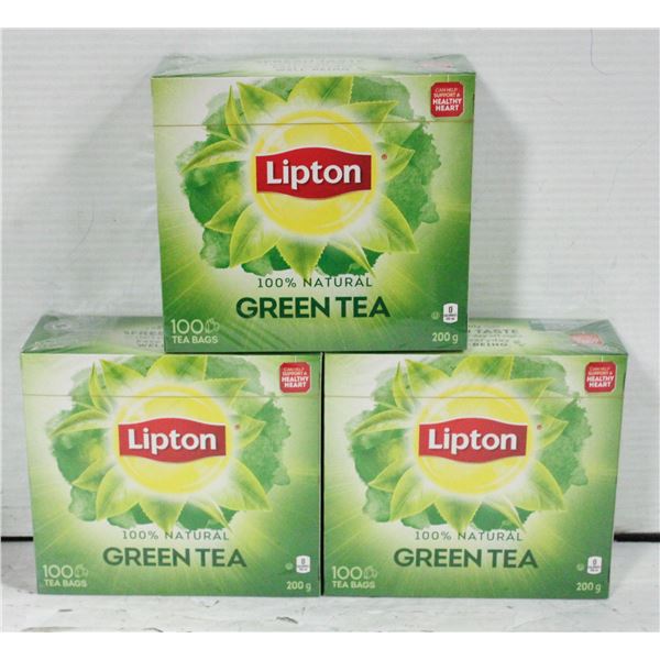 THREE BOXES OF LIPTON GREEN TEA
