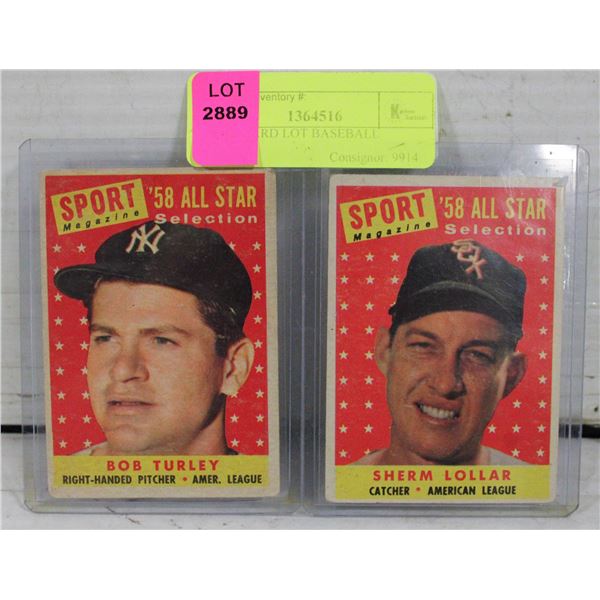1958 2 CARD LOT BASEBALL