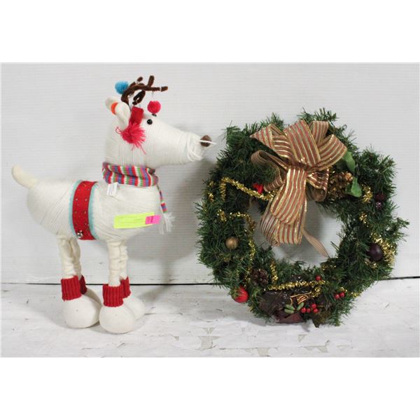 CHRISTMAS WREATH & HANDMADE REINDEER