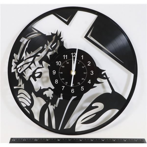 NEW JESUS THEME VINYL RECORD ENGRAVED WALL CLOCK