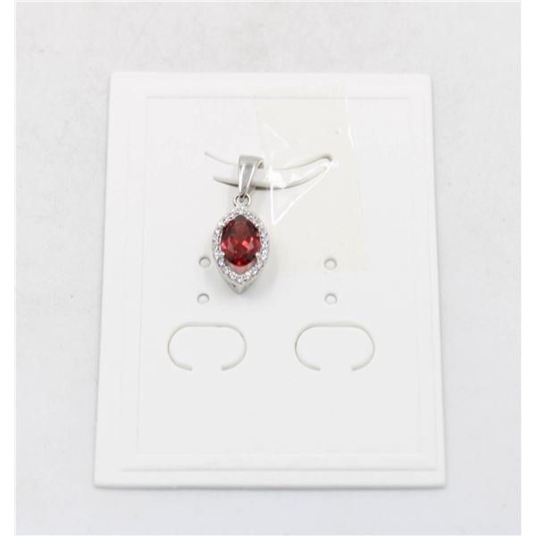 #221-UNHEATED GARNET & CZ PENDANT