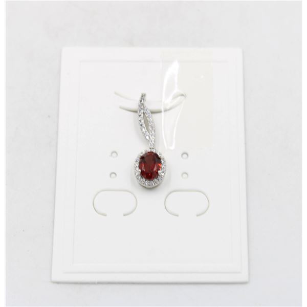 #231-UNHEATED GARNET & WHITE ZIRCON PENDANT