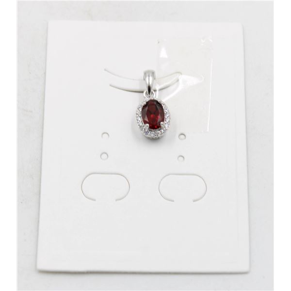 #228-UNHEATED GARNET & WHITE ZIRCON PENDANT
