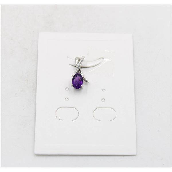 #213-UNHEATED AMETHYST & CZ PENDANT
