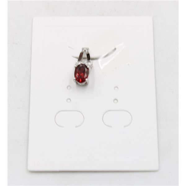 #237-UNHEATED GARNET & CZ  PENDANT