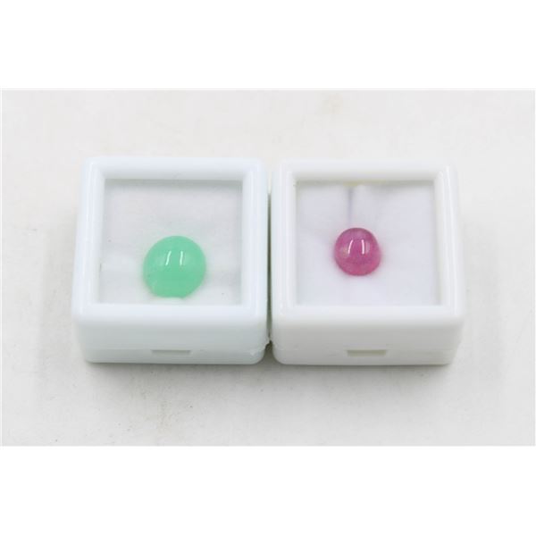 #46-NATURAL CHRYSOPRASE 4.05CT& HEATED RUBY 3.60CT