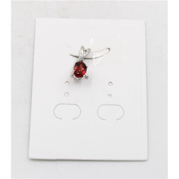 #240-UNHEATED GARNET & CZ  PENDANT