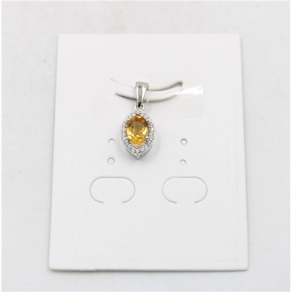 #198-UNHEATED CITRINE & CZ PENDANT