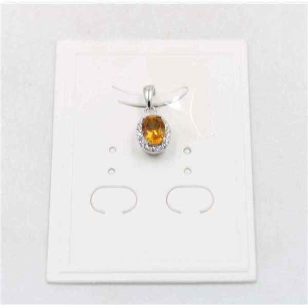 #189-UNHEATED CITRINE & CZ PENDANT