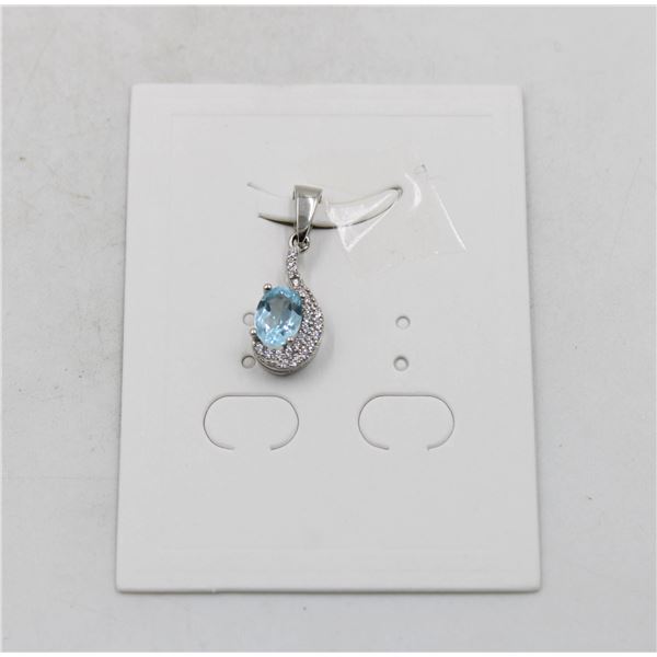 #183-SKY BLUE TOPAZ & CZ PENDANT