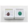 Image 1 : #254-UNTREATED GARNET 3.44 CT & GREEN AGATE 4.08CT