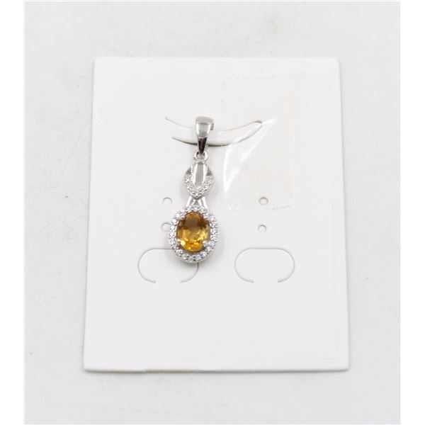#192-UNHEATED CITRINE & CZ PENDANT