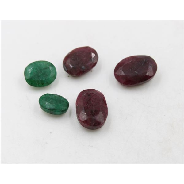 #125-GEEN EMERALD & RED RUBY GEMSTONES 71.45 CT