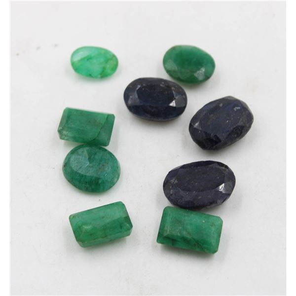 #121-GEEN EMERALD & SAPPHIRE GEMSTONES 89.25 CT