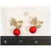 Image 1 : NEW GOLD TONE RHINESTONE BOW AND FAUX RED