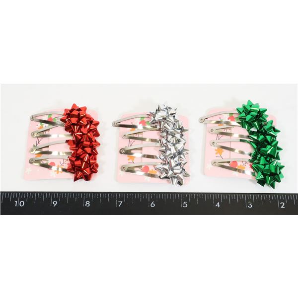 NEW 12PC CHRISTMAS BOW SNAP CLIP HAIR CLIPS