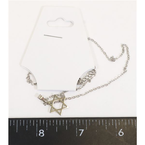 NEW STAINLESS STEEL STAR OF DAVID PENDANT