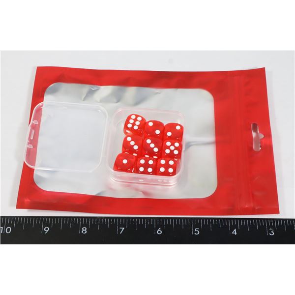 NEW 9 PC SET SIX SIDED RED DICE IN CARRYING BOX