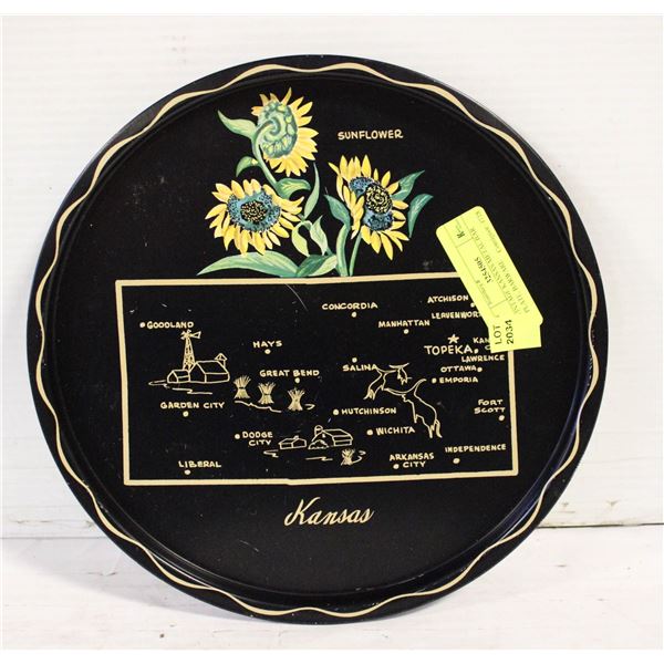 VINTAGE KANSAS METAL BAR PLATE, BARWARE