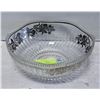 Image 1 : VINTAGE CLEAR GLASS BOWL WITH SILVER OVERLAY