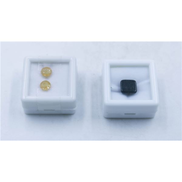 #265-HEATED YELLOW SAPPHIRE 3.25CT & ONYX  4.25 CT