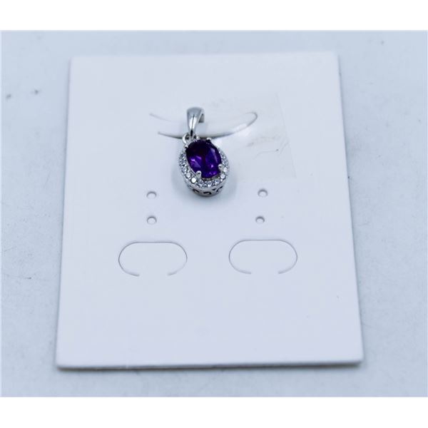 #201-UNHEATED AMETHYST & CZ PENDANT