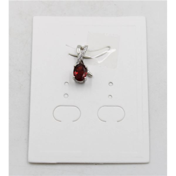 #241-UNHEATED GARNET & CZ  PENDANT