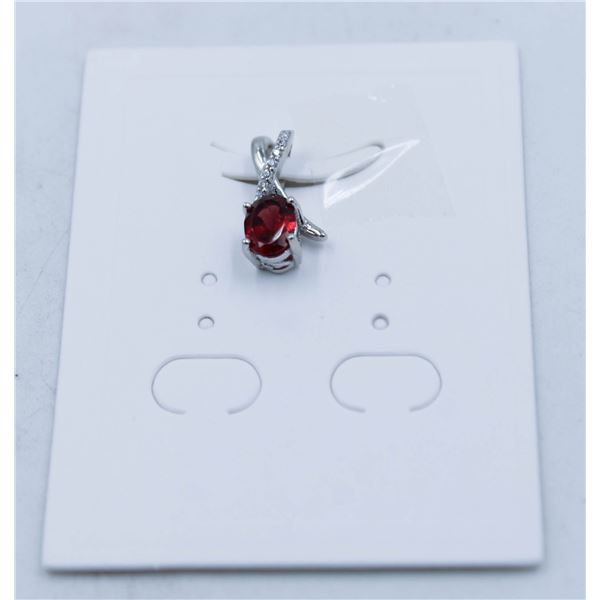 #238-UNHEATED GARNET & CZ  PENDANT