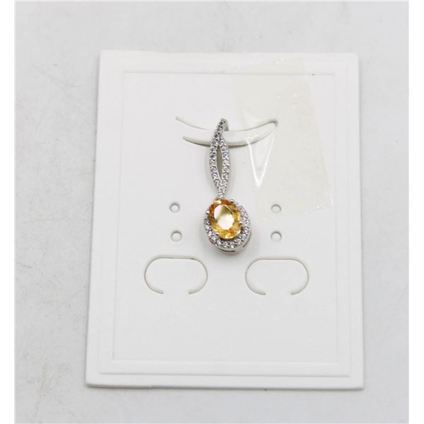 #191-UNHEATED CITRINE & CZ PENDANT