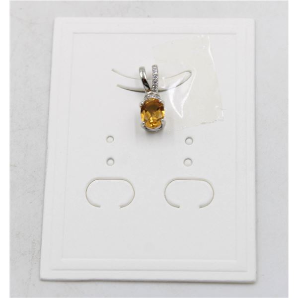 #197-UNHEATED CITRINE & CZ PENDANT