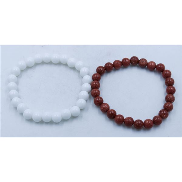 #145-NATURAL SANDSTONE & WHITE TURQOUISE BRACELET