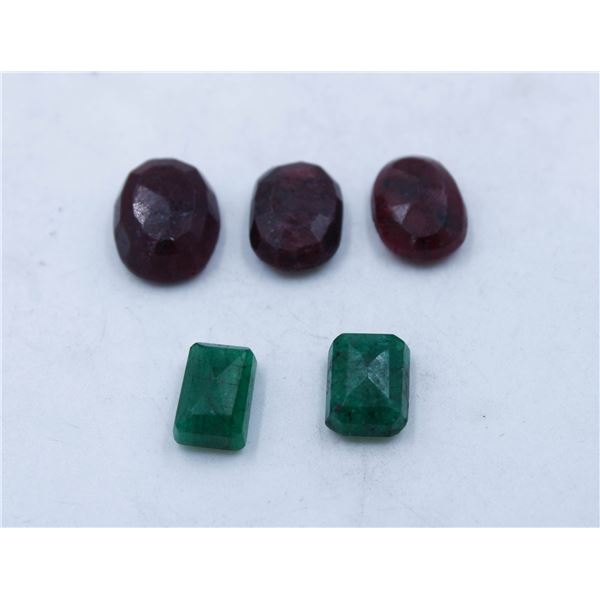 #124-GEEN EMERALD & RED RUBY GEMSTONES 71.95 CT