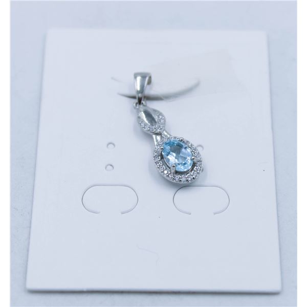 #182-SKY BLUE TOPAZ & CZ PENDANT
